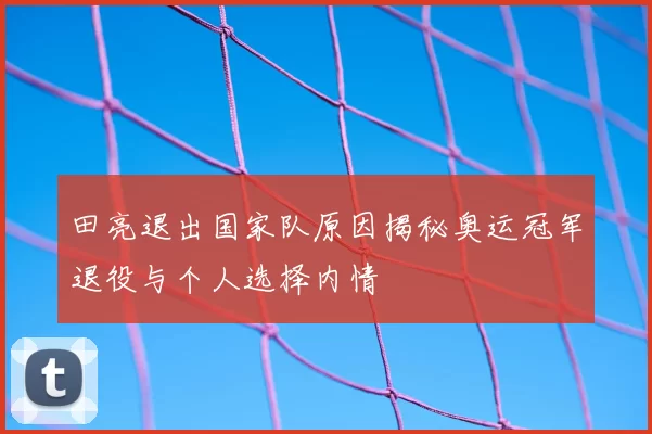 田亮退出国家队原因揭秘奥运冠军退役与个人选择内情
